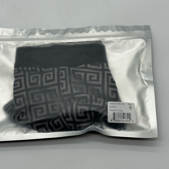 Todd Sanfield Thong Men's Small Gray Black Greek Key Supima Underwear NEW - Picture 11 of 11